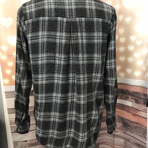Madewell Terrace Lace Up Gray Wool Plaid Shirt - Picture 5 of 5